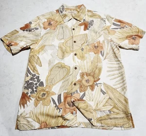 Tommy Bahama Relax Hawaiihemd braun & gold Blumen Hibiskus 100% Seide Medium - Bild 1 von 10