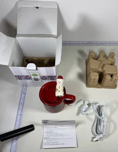 Scentsy Melt My Heart Wax Warmer Plaid Coffee Mug Snowman Element In Box WORKS - Picture 1 of 4