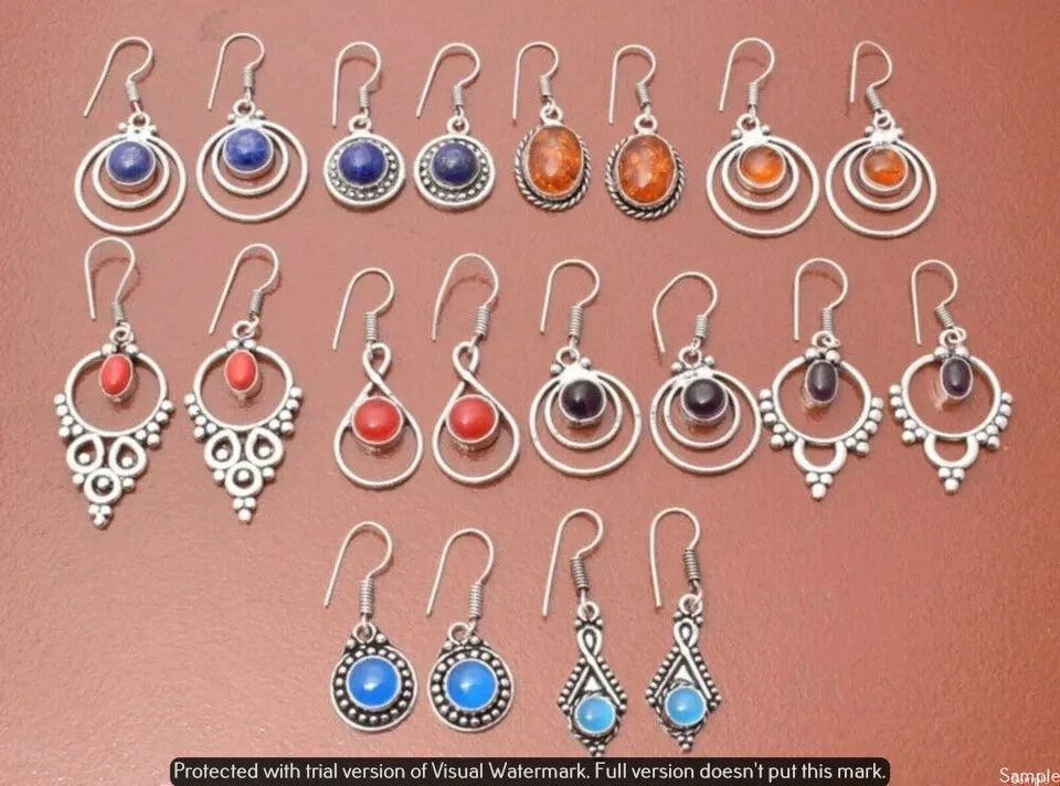 Brincos de pedra preciosa âmbar e mista 25 peças lotes por atacado 925 joias folheadas a prata - Imagem 1 de 1