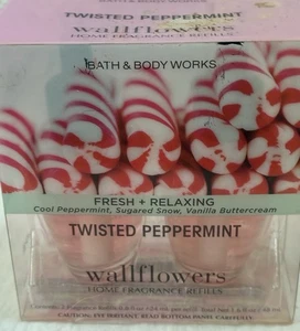 Neu Bath & Body Works TWISTED PEPPERMINT Wallflowers Duft 2er Pack Nachfüller - Bild 1 von 4