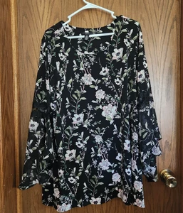 Alfani women's blouse 3X black floral - Picture 1 of 8