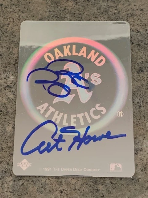 BILLY BEANE ART HOWE OAKLAND A'S MONEYBALL DUAL SIGNED 1991 UPPER DECK CARD - Image 1 of 1