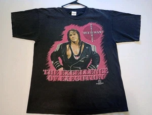 Vintage 1996 WWF WWE Titan Sports BRET THE HITMAN HART Black Graphic T-Shirt XL - Bild 1 von 14