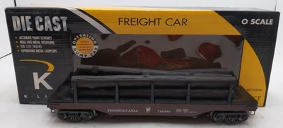 K-Line K713-1891 O Pennsylvania Operating Log Dump Car w/6 Logs #7131891 EX/Box - Image 1 of 4