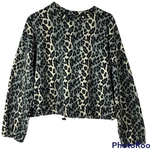 Nuevo con etiquetas Abound from Nordstrom Rack gris leopardo recortado polar top cordón mediano - Imagen 1 de 8