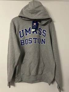 Felpa con cappuccio UMASS LOWELL Champion grigia uomo large nuova con etichetta - Foto 1 di 5