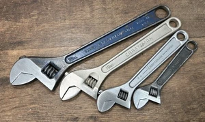 VINTAGE 12" CRESCENT ADJUSTABLE WRENCH LOT WITH 10" & 8" CRAFTSMAN & 6" SK TOOL - Picture 1 of 10