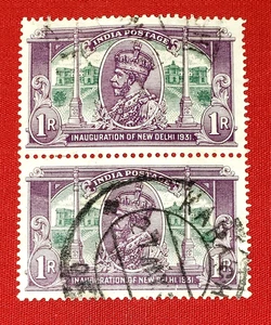 {BRITISH-INDIA / Scott #134/ Coppia verticale USATA/VF/CV $120,00/epictronic/JC} - Foto 1 di 2
