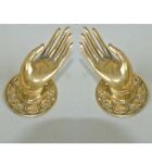 2 small Polished Handle Hook hand solid brass door  knob hook 2.1/4 "buddha B