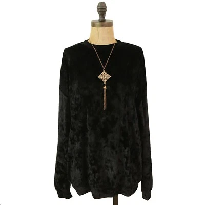 Sudadera Top Onzie Boyfriend Talla Única Negra Cuello Simulado Terciopelo Relajada Nueva con Etiquetas B22 Foto 1 de 4