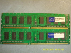 ADDON 4GB SET 2 x 2GB PC3-10600 DDR3 240 PIN DIMM AA1333D3N9/2G - Picture 1 of 3