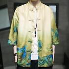 Men's Printed Coats Chinese Style Hanfu Cardigan Tang Suit Stand Collar  Buckle
