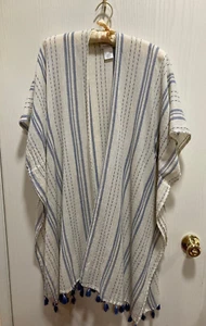 Francesca’s OS semi sheer multi color horizontal striped kimono cardigan - Picture 1 of 3