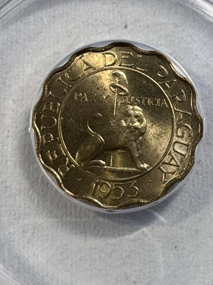 1953 Paraguay 25 Centimos Graded MS 65 by ANACS - Image 1 of 4