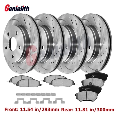 For 2005 - 2010 Ford Mustang Base 4.0L Front Rear Drilled Disc Brake Rotors Pads - Imagem 1 de 4