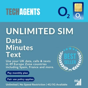 O2 Unlimited Data (5G,4G) Unlimited Min & Text Sim Only - Picture 1 of 2