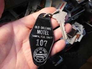 LLAVERO Y LLAVE MOTEL ORLEANS ANTIGUO DE COLECCIÓN, TAMPA, FLORIDA - Imagen 1 de 5