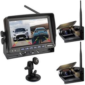 Solar Magnet Rückfahrkamera 2x Funk Rückfahrsystem 7" Dual Split IPS Monitor - Bild 1 von 10