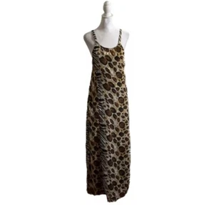 Kupu Kupu Spaghetti Strap Animal Print Maxi Dress Metallic Sparkle Beach US L - Picture 1 of 10