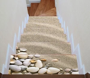 3D White Pebbles G64 Stair Risers Decoration Photo Mural Vinyl Decal Wallpaper E - Bild 1 von 6