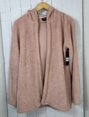 Cárdigan Sherpa Bebe Nuevo con Etiquetas Mujer Talla Grande Rosa Brumosa Chaqueta con Capucha Foto 1 de 4