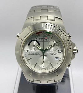 SECTOR,CHRONO,ALARM,DATE,SILVER DIAL,SWISS MADE,WR 100M,NEW OLD STOCK,FREE SHIP. - Picture 1 of 23