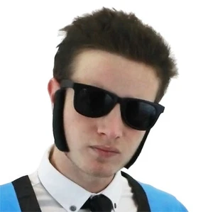 BLACK SIDEBURNS STICK ON FANCY DRESS COSTUME ACCESSORY 1970'S 1950'S ROCK N ROLL - Picture 1 of 6