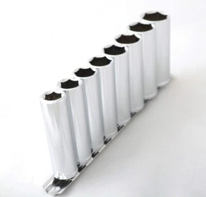 Juego de 9 piezas de enchufe profundo de accionamiento métrico de 1/2" llave de cromo mm herramientas de taller automotriz - Imagen 1 de 1