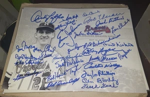 BOB UECKER JOHNNY LOGAN SIGNED 2004 MILWAUKEE BRAVES NIGHT PLAQUE CARD COA ++++ - Picture 1 of 2