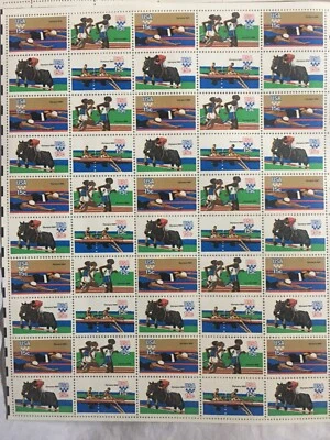 Vintage 1980 Summer Olympics in Moscow Full Sheets of  50 Stamps 15 cents MNH - Image 1 of 2