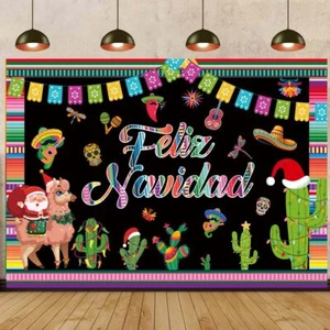 Mexican Christmas Fiesta Background Xmas Holiday Festival Party Decorations - Picture 1 of 12