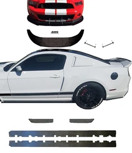 1 FRONT, 2 SIDE & 2 REAR SIDE SPLITTERS+2 SUPPORT RODS for '10-'14 Shelby GT500 - Picture 1 of 15