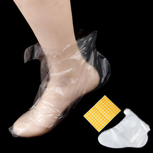 100pcs Clear Plastic Disposable Bath Liner Foot Pedicure Spa Wax Cover Bag Sock;