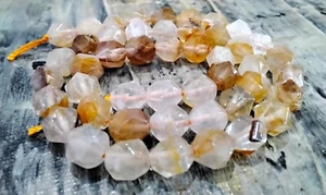 Natural Madagascan Golden Healer Quartz, Star Cut, 8mm,  Approx 48 pce - Picture 1 of 4