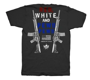 Outlaw Threadz American Honor rot weiß und Pew Pew Guns patriotisch T-Shirt MT45 - Bild 1 von 3