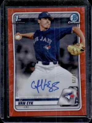 2020 Bowman Chrome CJ Van Eyk 1st Prospect Orange Refractor Auto #17/25 - Image 1 of 2