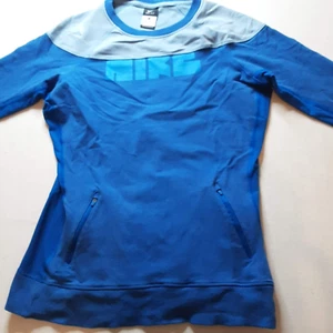 NIke Sweatshirt Womens L 2Tone Blue Activewear Crew Neck Logo Sweater - Picture 1 of 10
