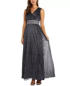 Neu mit Etikett R&M Richards Kleid Metallic Strass verziert 12 Large marineblau - Bild 1 von 7