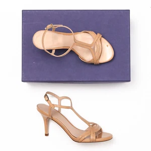 Stuart Weitzman Sunny Adobe Aniline Nude Sandal Heels - Size 6 M - Picture 1 of 6