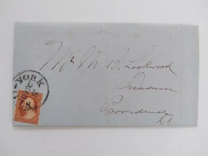 New York: NY City 1851 gefaltetes Briefumschlag 12/08 an Providence - Bild 1 von 4