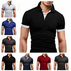 Herren Basic Poloshirt Kontrast Kurzarm Polohemd Kragen T-Shirt Übergroß S-5XL
