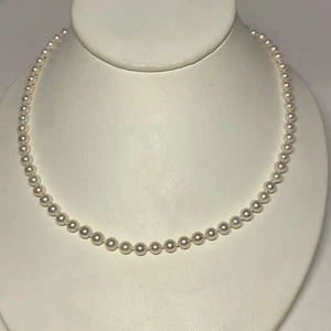 Akoya Rose Knotted Pearl Necklace With 14K White Gold Clasp, 16.5", 5.1-5.4mm - Picture 1 of 8