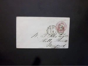 GB Briefpapier 1856 QV 1d rosa Umschlag 162 KARDIFF seitlich Duplex nach Newport - Bild 1 von 2
