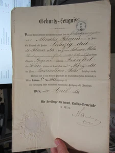 1863 Jewish Birth Certificate Vienna Abeles Frankel Family שלמה אבעלעס פרענקל - Picture 1 of 7