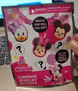 NEW Disney Junior Minnie Surprise Jewelry Activity Blind Bag Charm Bead Necklace - Picture 1 of 1