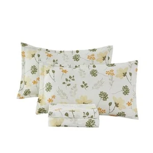 White Floral Cal King Bed Sheets, Yellow California King Botanical Floral - Picture 1 of 7