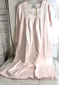 NWOT GO SOFTLY NightGown PINK Floral  Embroidered Yoke LACE  PL Long Sleeves - Picture 1 of 13