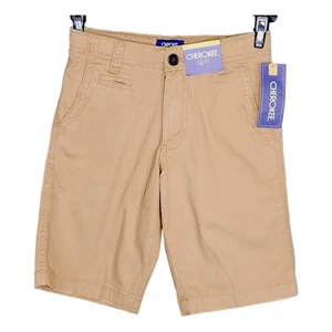 Cherokee Flat-Front Shorts Adjustable Waist Sandstone Kacki Boys 10 NWT Summer - Picture 1 of 12
