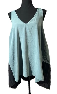 Athleta Swing Forward Tank Top Size 1X Pleated Teal Black Racerback - Picture 1 of 6