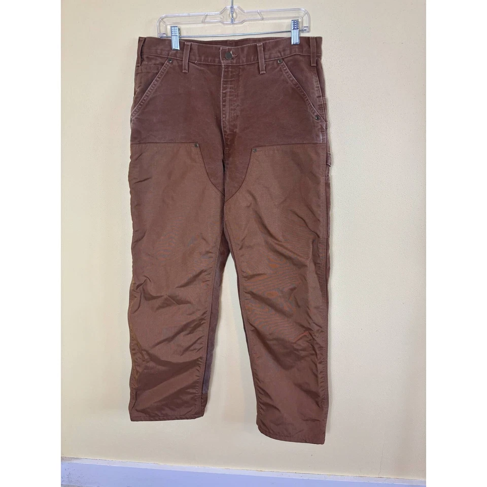 Vintage Carhartt Double Knee Pants Work Utility Brown Carpenter Pants Size 34x32 - Image 1 of 4